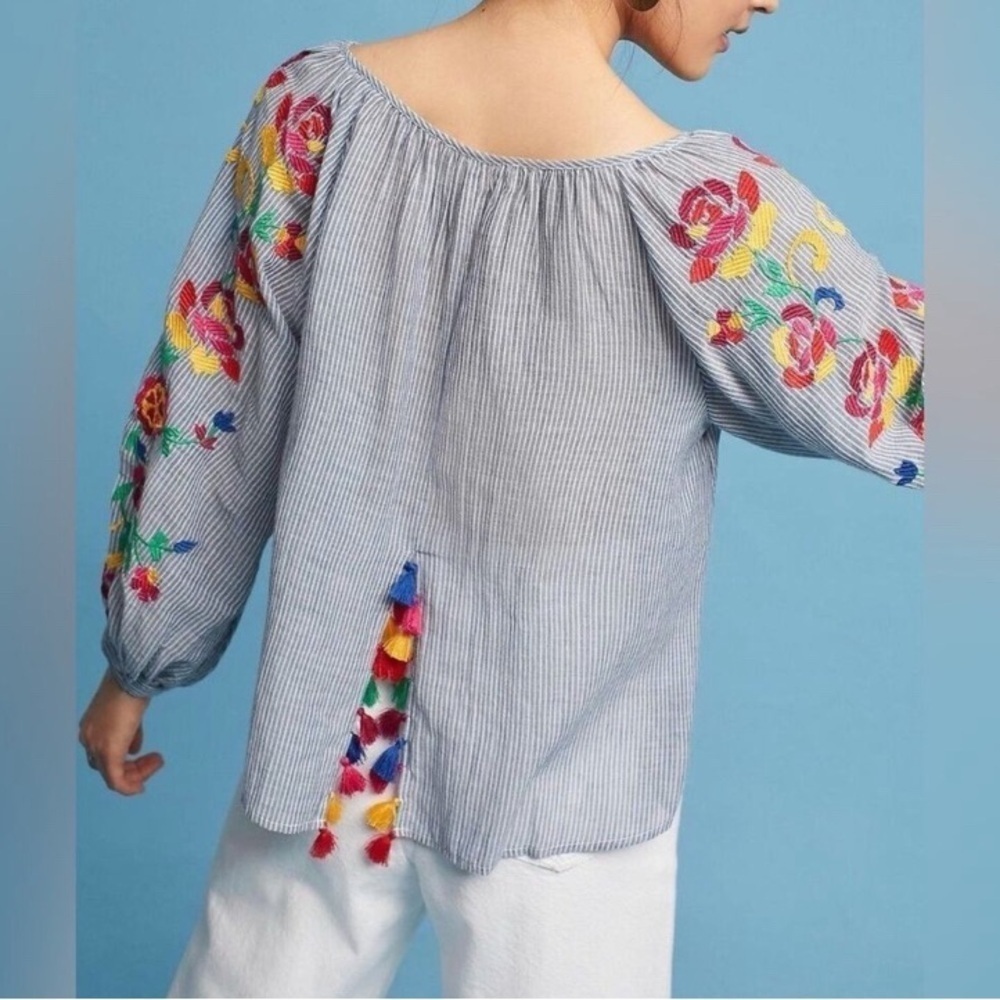 EUC Anthropologie Floreat Blouse Soleil
Embroidered Tassel Colorful Cotton XS - Picture 4 of 11